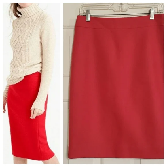 Vintage J.CREW Wool No. 2 Pencil Skirt Red - Picture 3 of 14